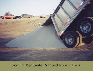 Sodium Bentonite dumped from a truck